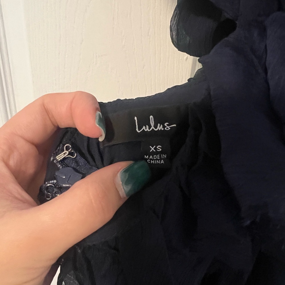 Lulus Navy Ruffle Dress - Picture 5 of 5